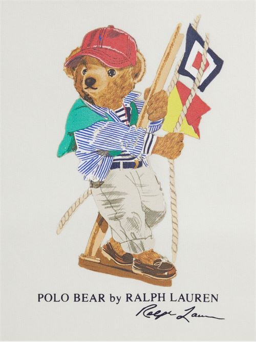 Felpa bambino Polo Ralph Lauren bianca con cappuccio e stampa RALPH LAUREN KIDS | A12426001